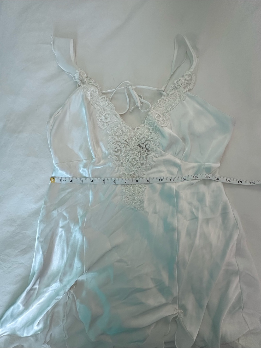 In Bloom by Jonquil White Satin Lace Chemise Nightgown Large - Picture 7 of 11